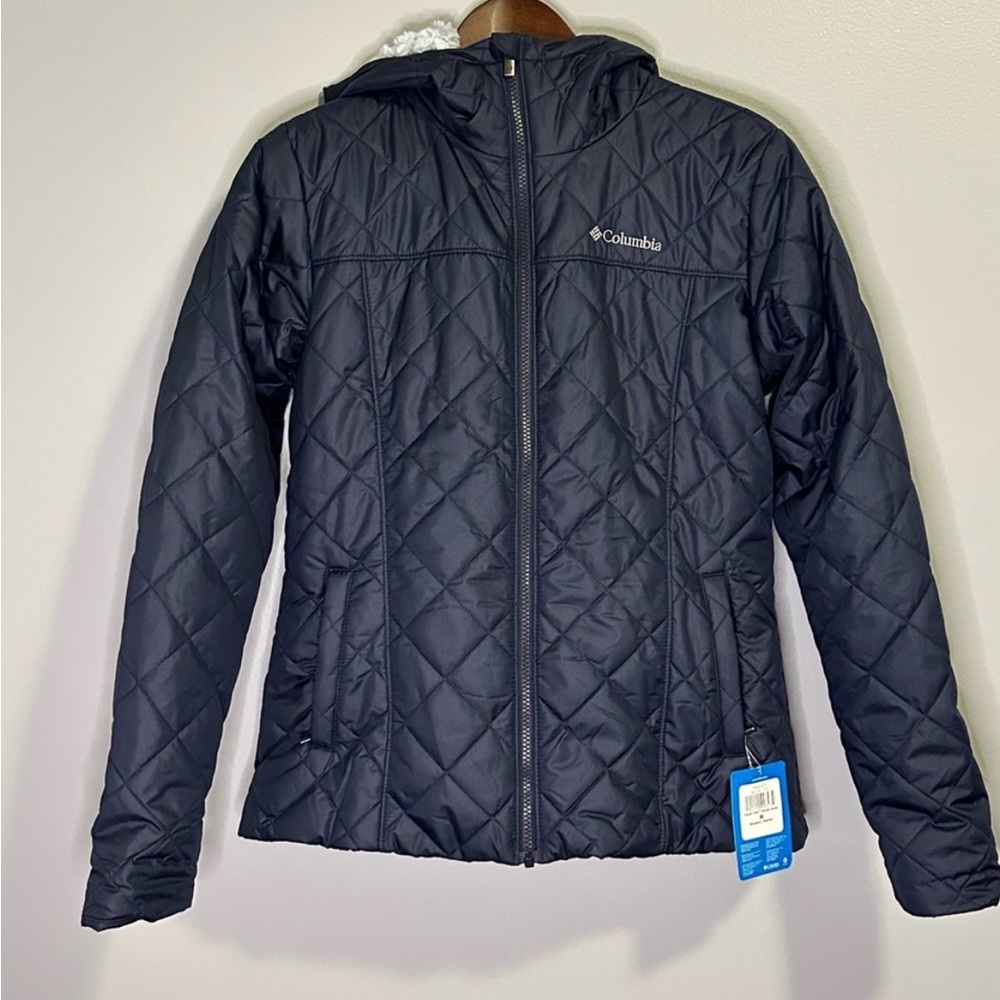 Columbia Blue Hooded Quilted Jacket